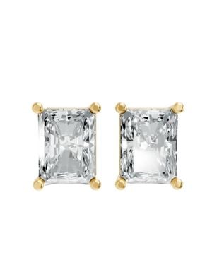 AAMIAA Radiant Shape 4 Prong Push Back Studs - White