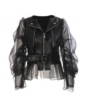 Productseeker Biker Jacket With Mesh Panels - Black