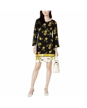 Alfani Floral Print A Line Dress - Black
