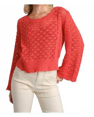 Umgee Crochet Light Weight Pullover Top - Red