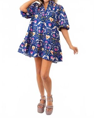 Sincerely Ours Puff Sleeve Mini Dress - Blue