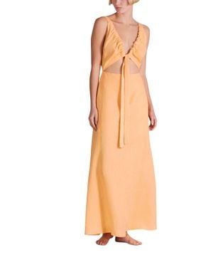 Bondi Born Tobago Organic Linen Dress - Orange