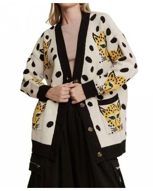 Jade By Jane Button Down Cheetalicious Cardigan - Black