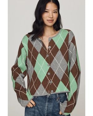 ALIGNE Aggie Argyle Cardigan - Gray
