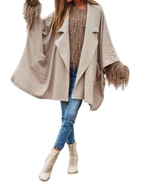 Davi & Dani That's Not All Open Front Jacket - Natural