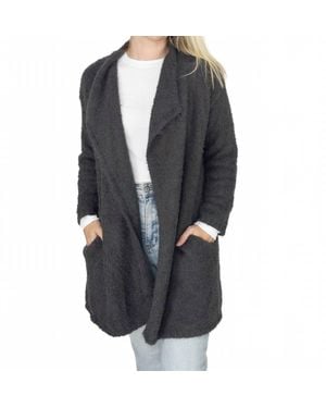 Bluivy Soft Fuzzy Drape Cozy Cardigan - Gray