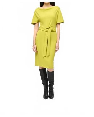 Joseph Ribkoff Scuba Crepe Midi Dress - Yellow