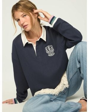 Lucky Brand Rugby Polo Knit Top - Blue