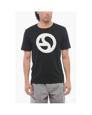 Acne Studios Cotton Crew-Neck T-Shirt With Contrast Print - Black
