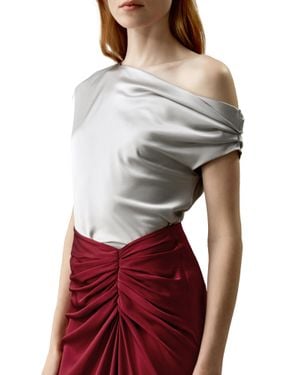 LILYSILK Boat Neck Silk Top - Red