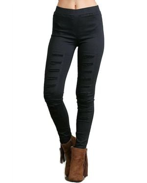 Umgee High Waist Distressed Jeggings - Black