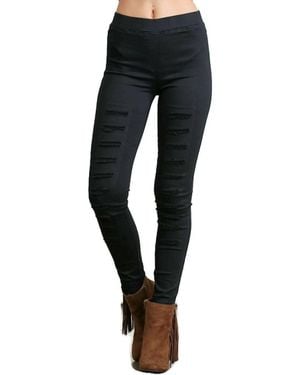 Umgee High Waist Distressed Jeggings - Black
