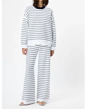 French Connection Marley Knit Striped Wide Leg Pants - White