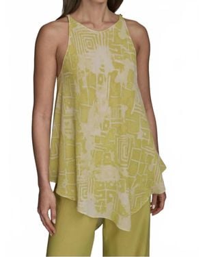 Donna Karan Asymmetrical Hem Sleeveless Tunic - Green