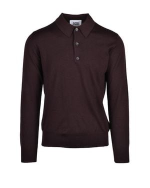 Alpha Studio Extrafine Merino Wool Polo Shirt - Blue