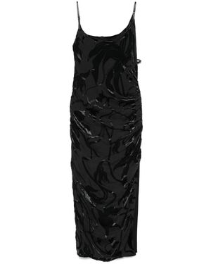 Mugler Ruched Midi Dress - Black