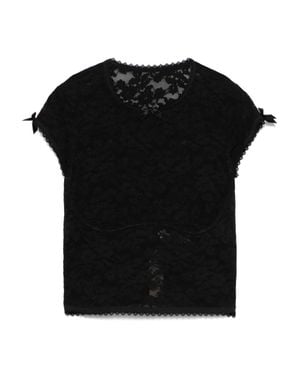 Agent Provocateur Frankie Cropped Lace Nylon T-Shirt - Black