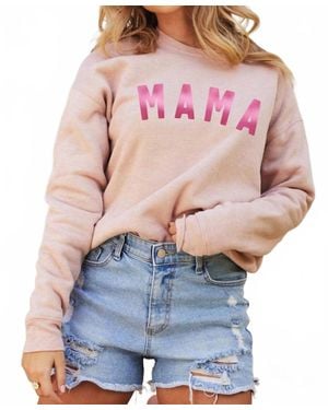Oat Collective Mama Foil Graphic Sweatshirt - Pink
