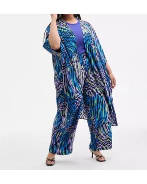 Nina Parker Trendy Printed Kimono - Blue