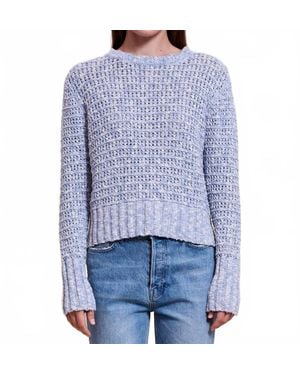 Sundry Marl Slub Crew Top - Blue