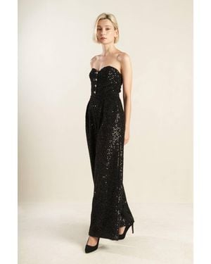TRUEDAMES Doesn'T Add Up Sequin Jumpsuit - Natural