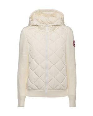 Canada Goose Wool-Blend Jacket With Quilted Down Front And Hoodie - White