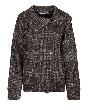 IRO Inja Checkered Textured Cotton-Blend Jacket - Black