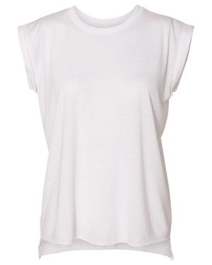 Bella Canvas Flowy Rolled Cuffs Muscle Tee - White