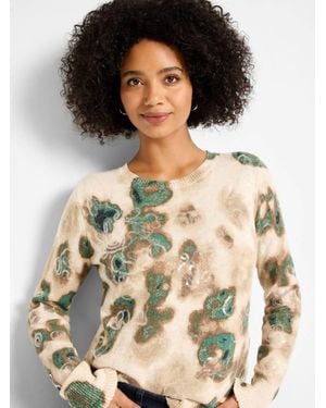 NIC+ZOE Callie Camo Shine Sweater - Natural