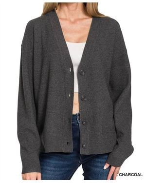 Zenana Viscose Sweater Cardigan - Gray