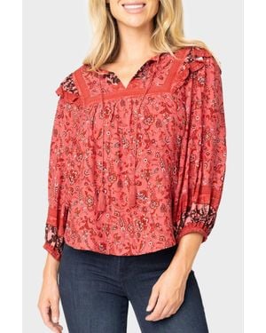 Gibsonlook Harvest Moon Border Print Blouse - Red