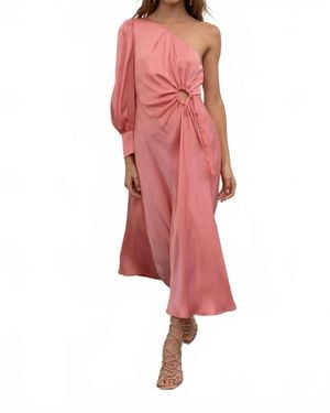 Moon River Katy One Shoulder Midi Dress - Red