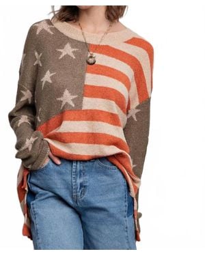 Easel American Flag Sweater - Orange