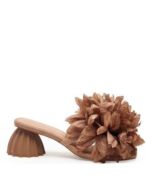 Cecelia New York Dahlia Botanical Applique Sandal - Brown
