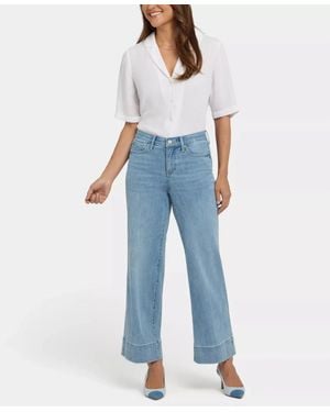 NYDJ Teresa Jeans Denim Cotton Zip Fly Wide Leg Ankle Gbo3506 - Blue