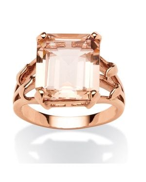 Palmbeach Jewelry 7.25 Carat T. W. Emerald-Cut Simulated Morganite Ring - Pink