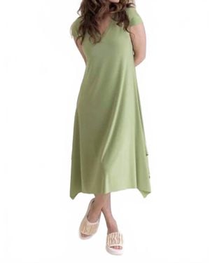 Sympli Splice V-Neck Dress - Green