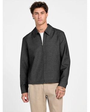 Guess Kristoff Wool-Blend Zip Blazer - Gray