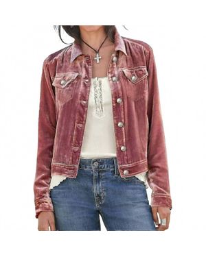 UZWholesale Cropped Velvet Jacket With Lapel - Red