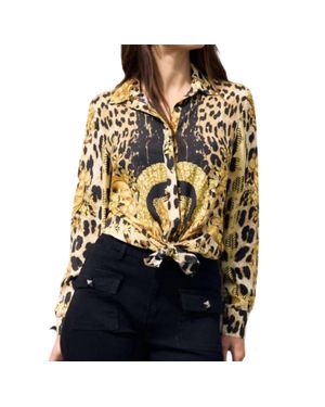 oolala Printed Button-Up Shirt - Black