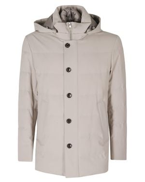 Montecore Ivory Detachable Hood Quilted Down Jacket - Gray