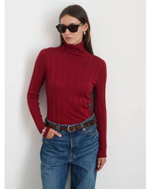 Alex Mill Ellie Ribbed Turtleneck Knit Top - Red
