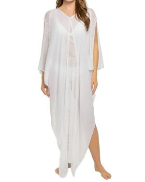 Elan Crochet Long Sleeve Caftan - Gray