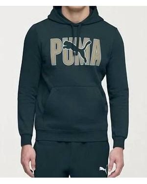 PUMA Ess Overlap Fleece Hoodie - Blue