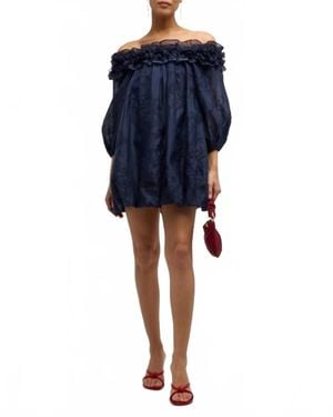 Cinq À Sept Nava Embroidered Organza Mini Dress - Blue