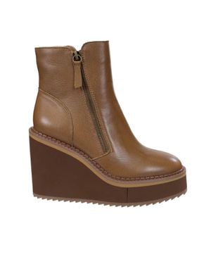 Naked Feet Avail Platform Wedge Ankle Boot - Brown
