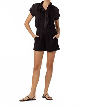 Sundays Clemence Button Front Romper - Black