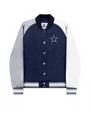 Starter Dallas Cowboys Snap-Front Varsity Satin Jacket - Blue