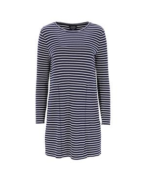 A.P.C. Striped Viscose Mini Shirt Dress - Blue