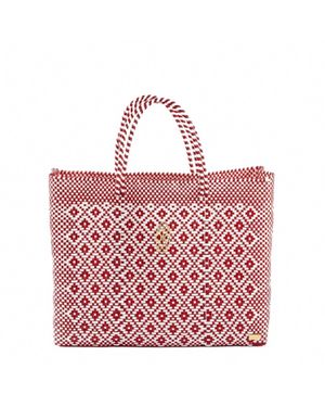 Lolas Bag Travel Handmade Aztec Tote Bag And Clutch - Red